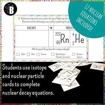 Hands On Science Writing Nuclear Decay Equations With Cards Nuclear