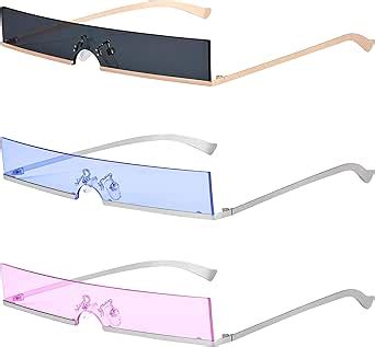 Amazon Frienda 3 Pairs Tiny Rimless Rectangle Slim Sunglasses