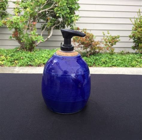 Cobalt Blue Soap Dispenser Pottery Wheel Thrown Handmade Soap Etsy