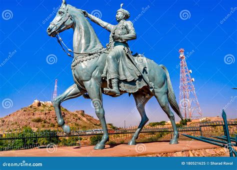 Statue Of Rao Jodha And Majestic Mehrangarh Fort Located In Jodhpur