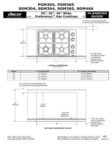 Dacor SGM365SH Gas Cooktop Installation instructions | Manualzz