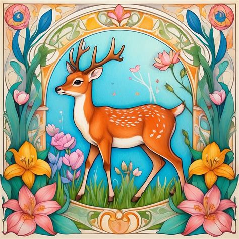 A Deer With Antlers Art Print Free Stock Photo - Public Domain Pictures