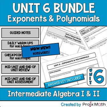 Exponents And Polynomials Unit Bundle Intermediate Algebra Unit