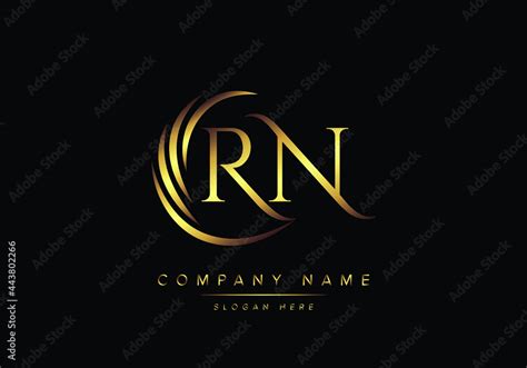 Alphabet Letters Rn Monogram Logo Gold Color Elegant Classical Stock