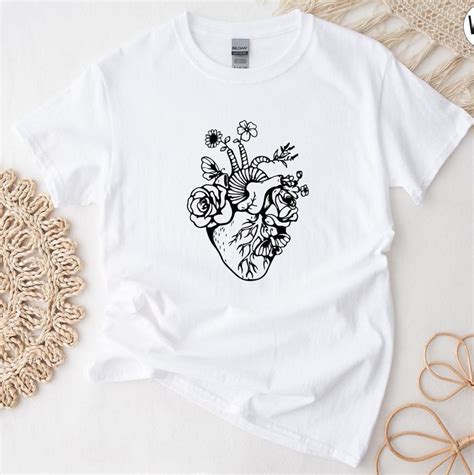 Floral Heart Shirt Anatomical Heart Shirt Cardiac Nurse Shirt Trendy