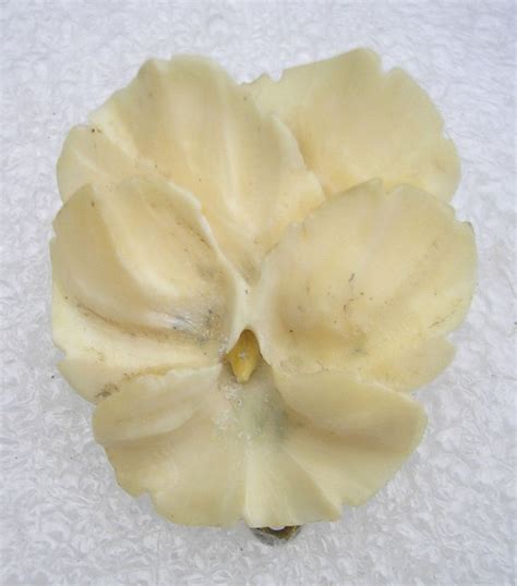 Vintage Carved Bone Pansy Brooch Food Bone Carving Pansies