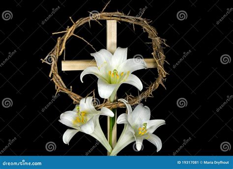 Easter Cross And Lilies Stock Image Image Of Lily Holiday 19317081