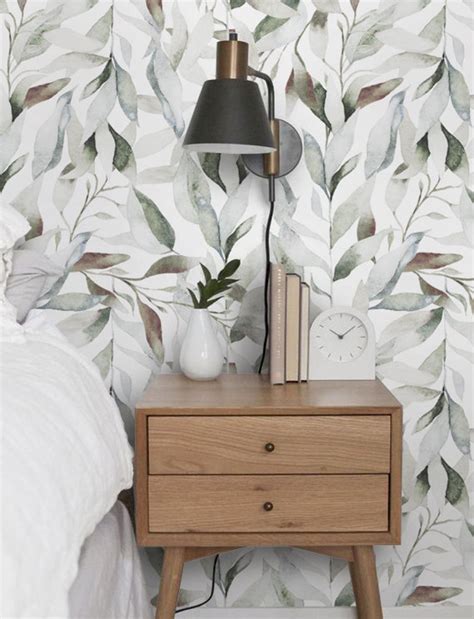 Elegant Leaves Peel And Stick Wallpaper Removable Fabric Etsy Peal