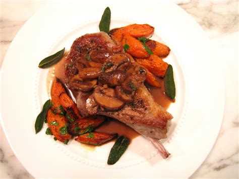 Pan Fried Veal Chops with Mushrooms and Porcini Balsamic Sage Sauce