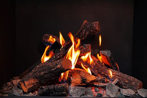 Wood Logs Burning in Fireplace Close Up Stock Photo - Image of ignition ...