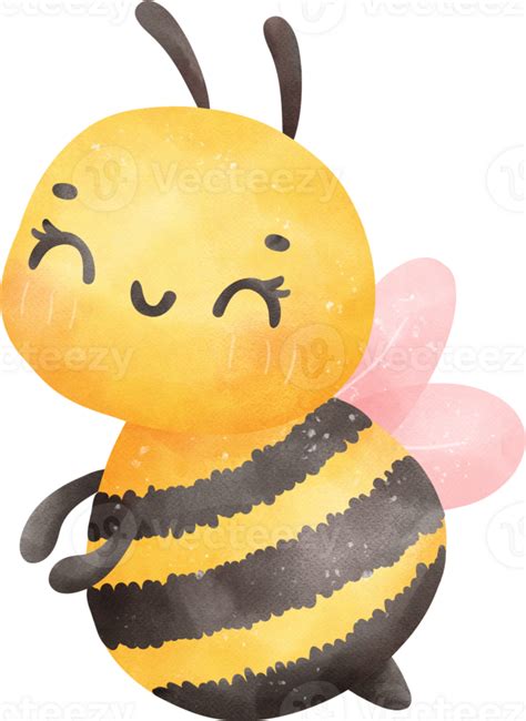 Cute Honey Bee Watercolor 35174314 Png