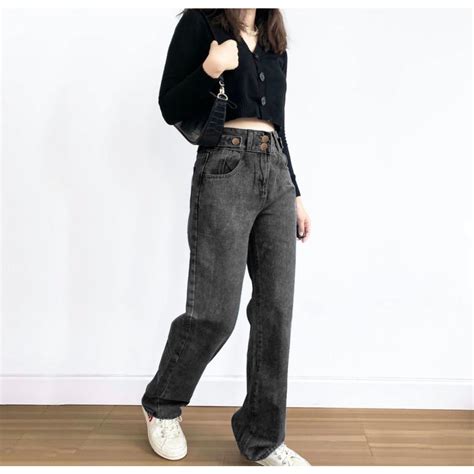 Jual Fwr Highwaist Loose Jeans Double Kancing Shopee Indonesia