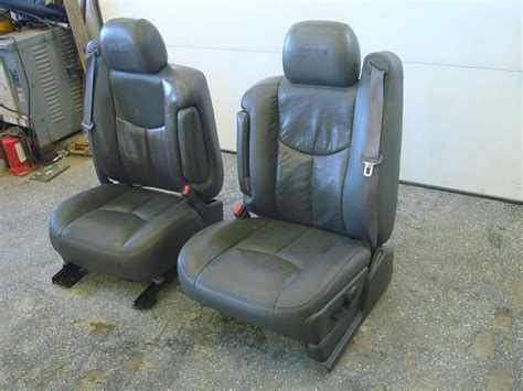 Leather Silverado Ss Seats Front Pair Excellent Shape Dark Pewter