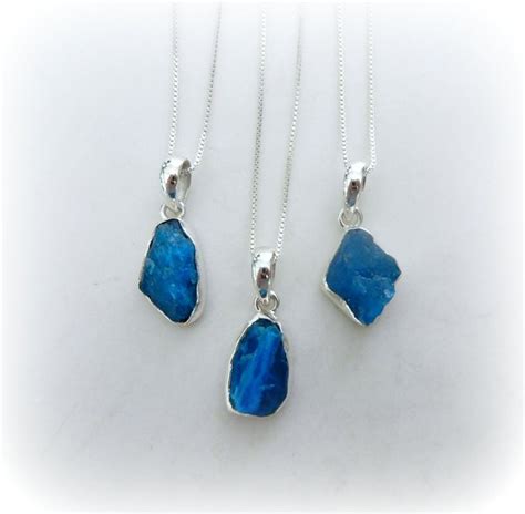 Neon Apatite Necklace Sterling Silver Apatite Pendant Etsy Apatite