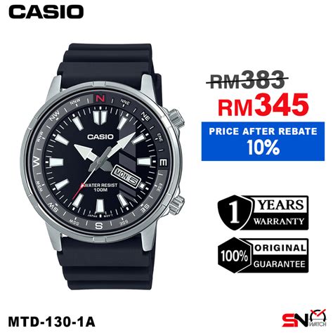 Casio Mtd Mtd D Day Date Display Compass Ring Quartz Analog Men