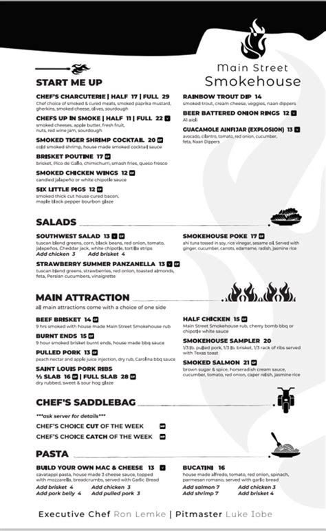 Menu | Main St Smokehouse