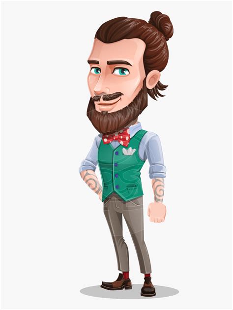 Guy With Man Bun Cartoon Vector Character Aka Nixon Man Bun Cartoon Characters Hd Png