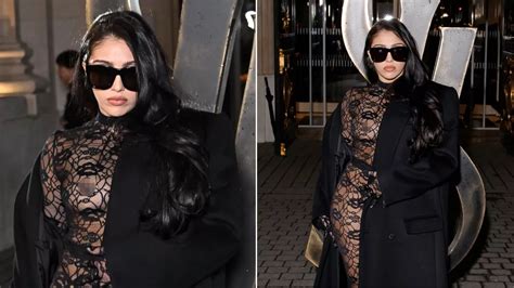 Madonnas Daughter Lourdes Leon Goes Braless In See Through Outfit At