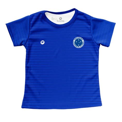 Camisa Infantil Cruzeiro Baby Look Listrada Oficial Cia Beb