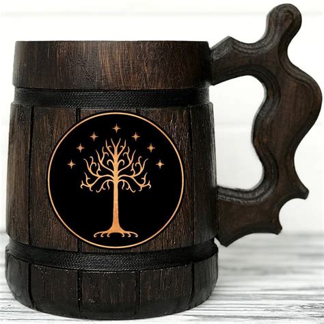 Tree Of Gondor Wooden Mug Lotr Mug Personalized Wooden