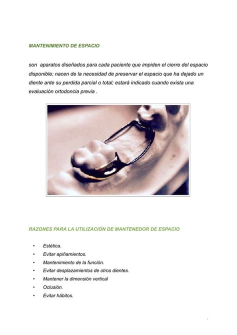 Mantenedores De Espacio Odontopediatria Pdf