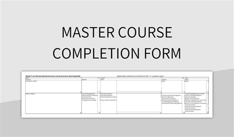 Master Course Completion Form Excel Template And Google Sheets File For