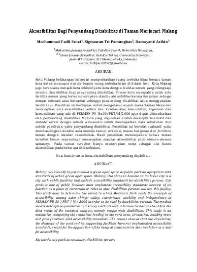 Aksesibilitas Bagi Penyandang Disabilitas Terhadap