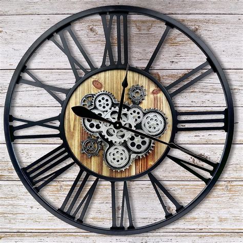 Toktekk Inch Large Wall Clock With Real Moving Gears Battery