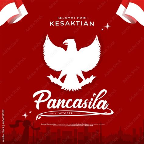 Hari Kesaktian Pancasila Means Pancasila Sanctity Day Background Stock