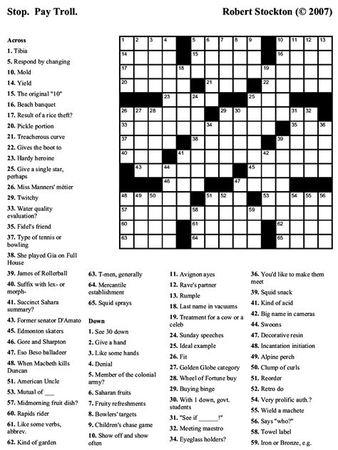 Free Printable Crosswords With Solutions