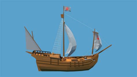 Low Poly Cartoon Pinta 1492 Ship 3D Model 12 Blend Dae Fbx Obj