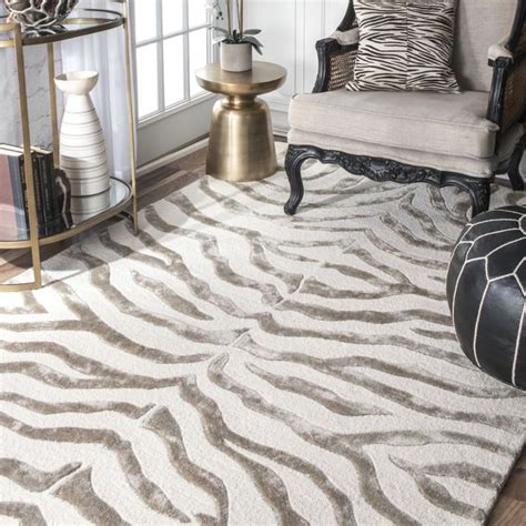 Safari Kylie Wool Blend Zebra Grey Rug Plush Area Rugs Zebra Area