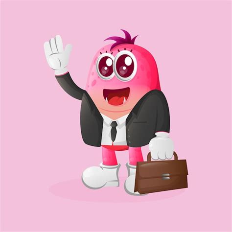 Premium Vector Cute Pink Monster Businessman