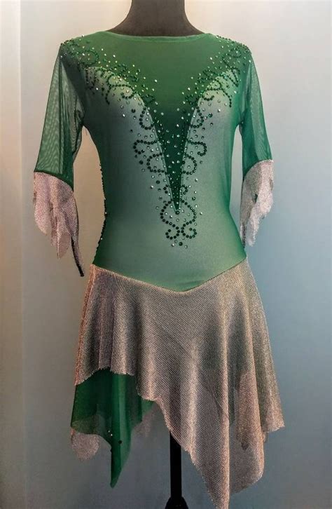 Green Figure Skating Dress W Beading Etsy