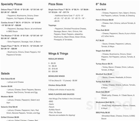 Galaxy Pizza menus in Cambridge, Ohio, United States