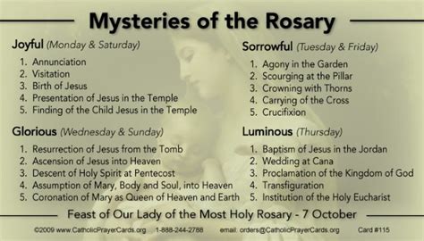 Mysteries of the Rosary Prayer Card -BUY1GET1FREE-