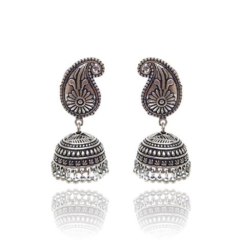 Silver Color Designer Jhumka Earring