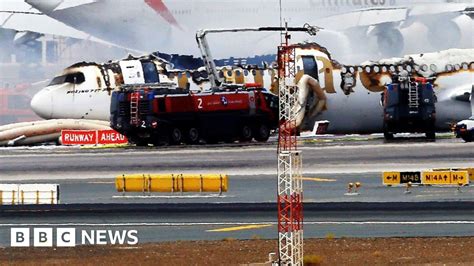 Emirates Plane Crash Lands At Dubai Airport Bbc News