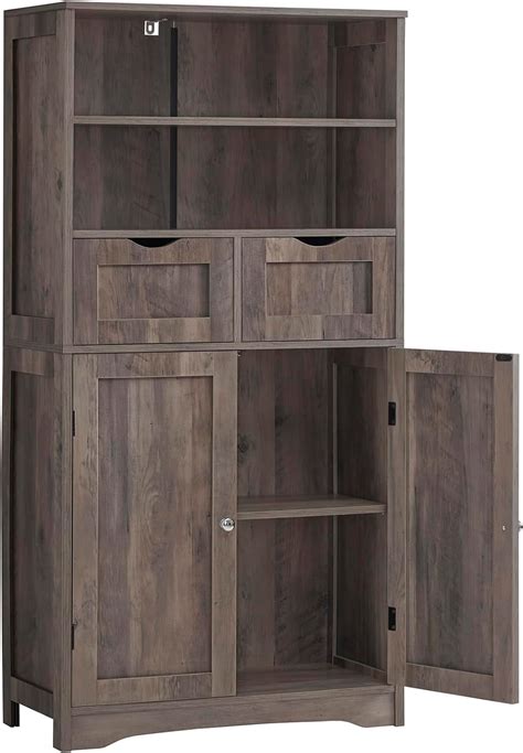 Iwell Tall Storage Cabinet Bathroom Cabinet With 2 Drawers 3 Shelves