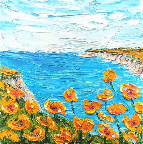 California Poppy Painting Original Cambria California Coast | Etsy