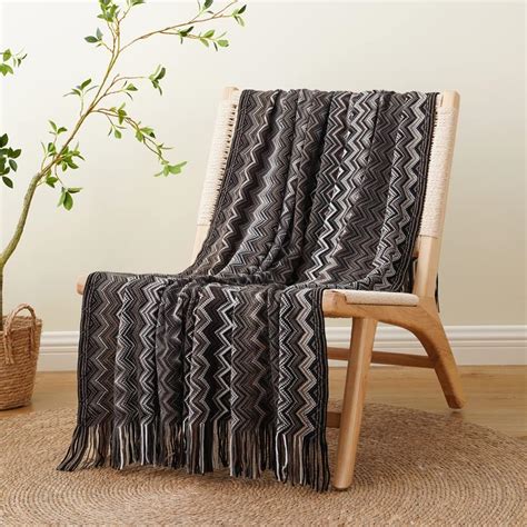 Amazon Battilo Home Boho Blanket For Couch Black Knit Throw