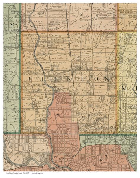 Clinton Ohio 1895 Old Town Map Custom Print Franklin Co Old Maps