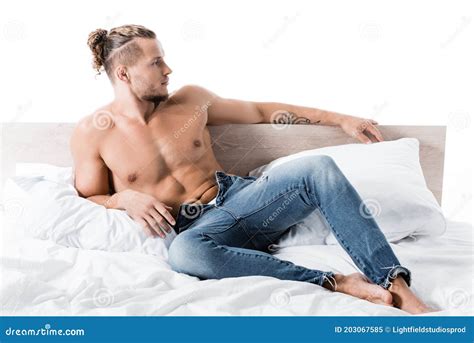 Shirtless Man In Jeans Posing In Stock Image Image Of Torso Young 203067585