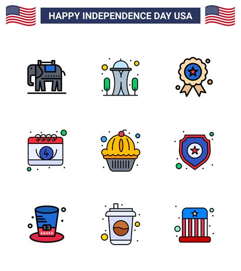 Pack Of 9 Creative USA Independence Day Related Flat Filled Lines Of