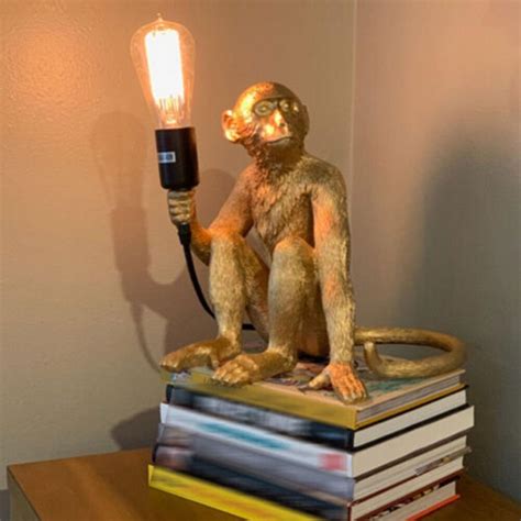 Gold Monkey Table Lamp Sitting Monkey Light Bedroom Monkey Table Light