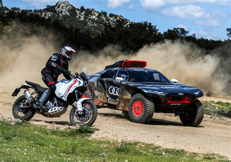 Ducati Desert X And Audi RS Q ETron Previewed Together At Dakar Rally