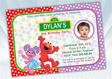 Elmo And Abby Birthday Invite By Digipartyshoppe On Etsy 8 00