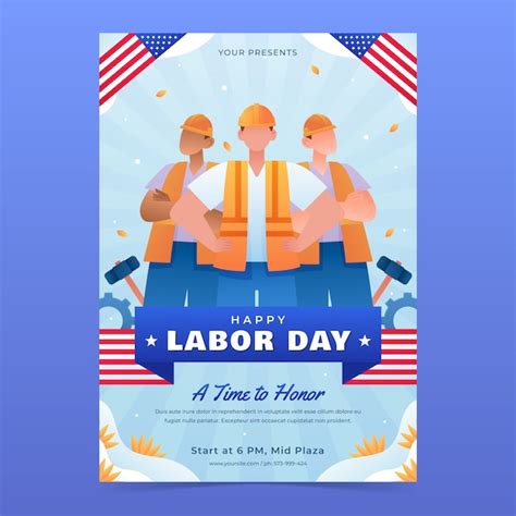 Free Vector Gradient Vertical Poster Template For Us Labor Day