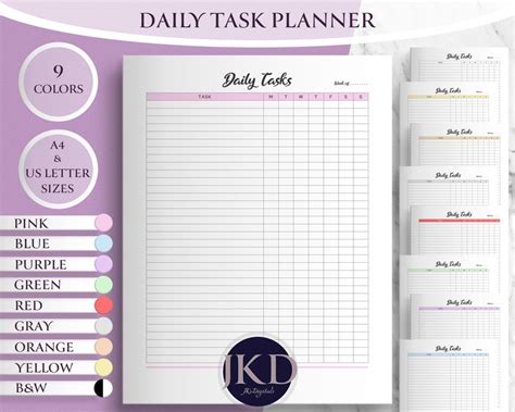 Printable Daily Tasks Planner Daily Task Checklist Weekly - Etsy