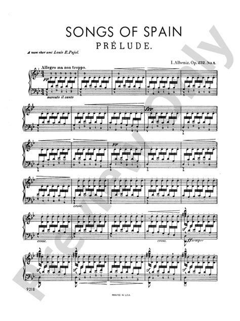 Alb Niz Songs Of Spain Op Prelude Part Digital Sheet Music